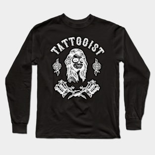 Tattooist Skull Lady Long Sleeve T-Shirt